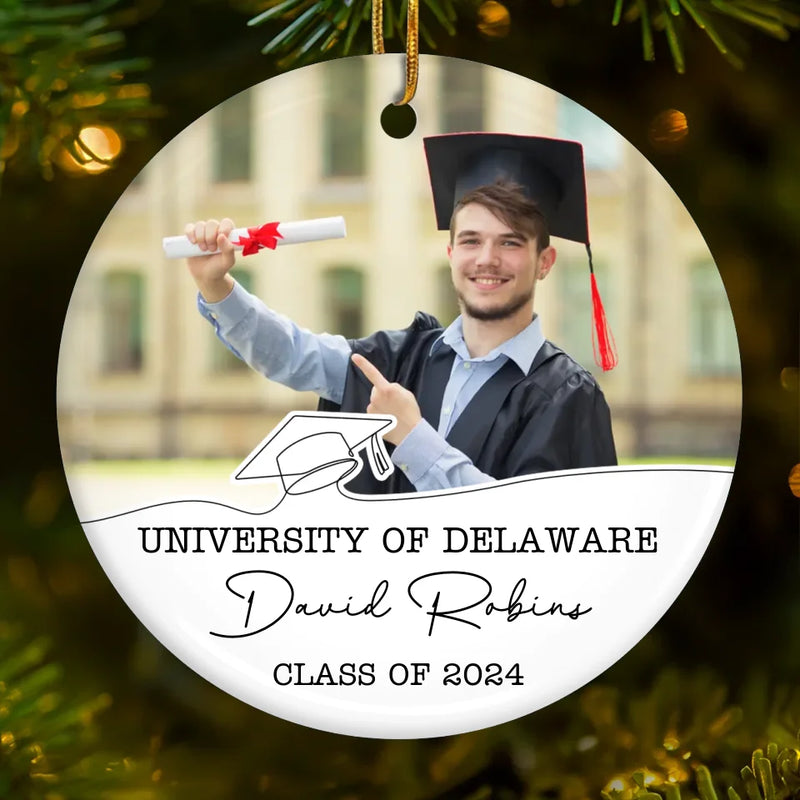 Custom Photo Dream Big, Fly High - Family Personalized Custom Ornament - Ceramic Round Shaped - Christmas Gift, Graduation Gift For Family Members, Siblings, Brothers, Sisters