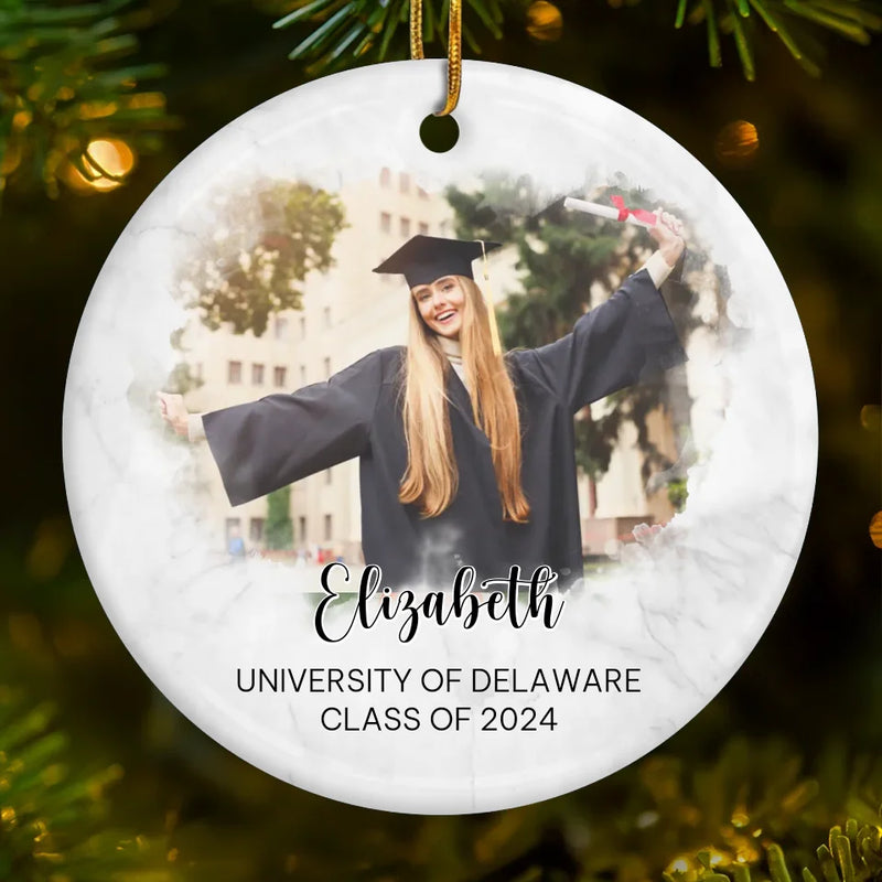 Custom Photo Chase Your Dreams And Make Them A Reality - Family Personalized Custom Ornament - Ceramic Round Shaped - Christmas Gift, Graduation Gift For Family Members, Siblings, Brothers, Sisters