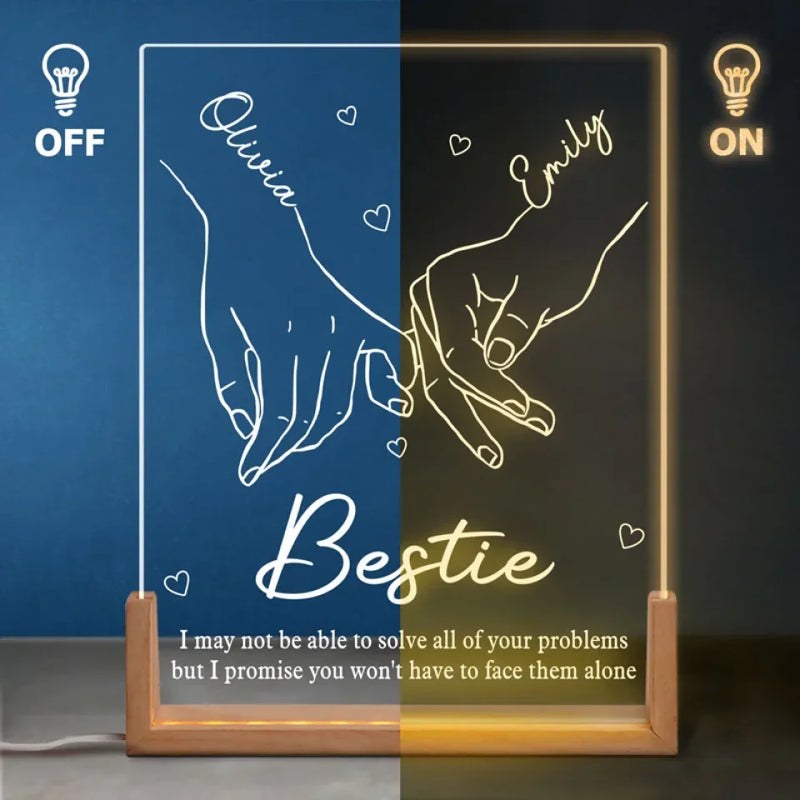Friends Become Our Chosen Family - Bestie Personalized Custom Shaped 3D LED Walnut Night Light -  Christmas Gift For Best Friends, BFF, Sisters