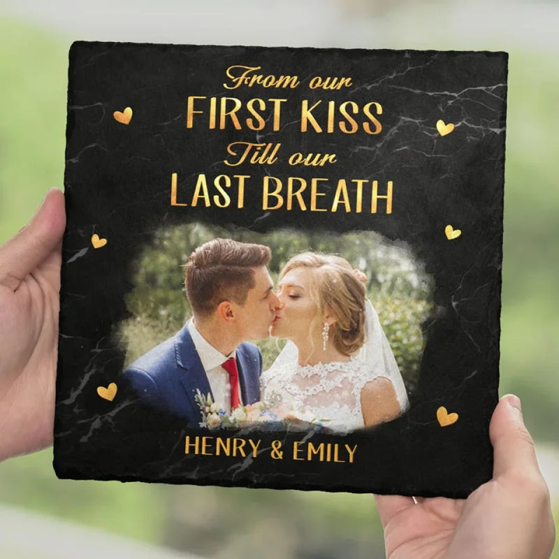 Custom Photo I Love You Today, Tomorrow, Forever - Couple Personalized Custom Square Shaped Stone With Stand - Christmas Gift For Husband Wife, Anniversary
