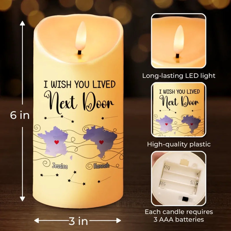 Far Apart, But Always Connected - Bestie Personalized Custom LED Candle - Christmas Gift For Best Friends, BFF, Sisters