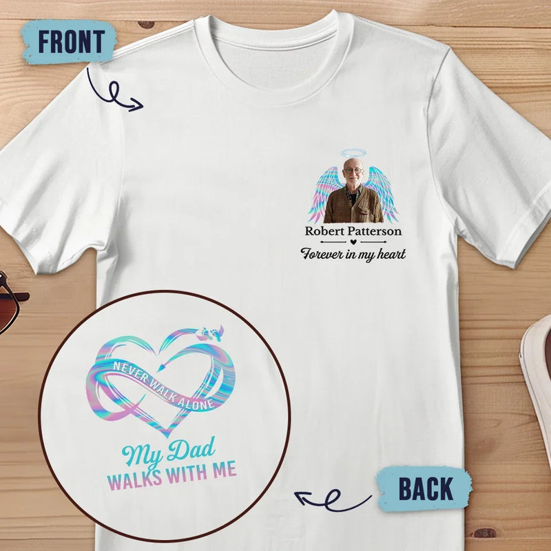 Custom Photo Your Wings Were Ready But My Heart Was Not - Memorial Personalized Custom Back And Front Printed Unisex T-shirt - Sympathy Gift For Family Members