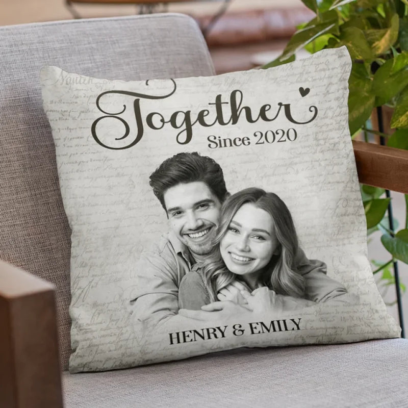 Custom Photo Love Begins And Ends With You - Couple Personalized Custom Pillow - Christmas Gift For Husband Wife, Anniversary