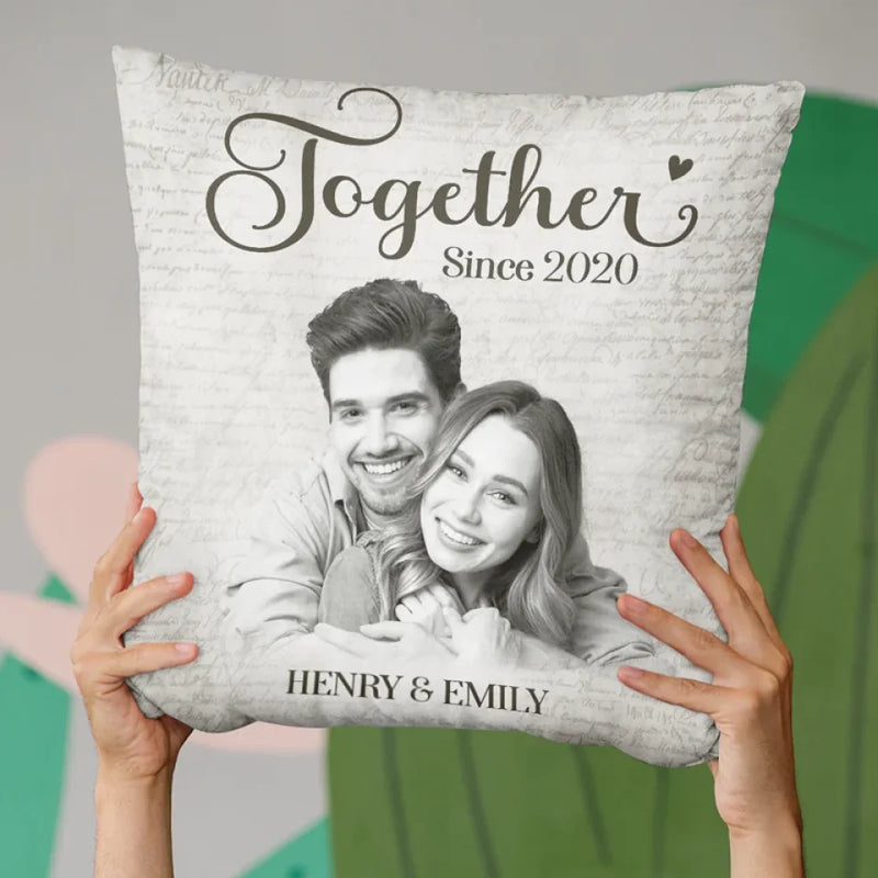 Custom Photo Love Begins And Ends With You - Couple Personalized Custom Pillow - Christmas Gift For Husband Wife, Anniversary