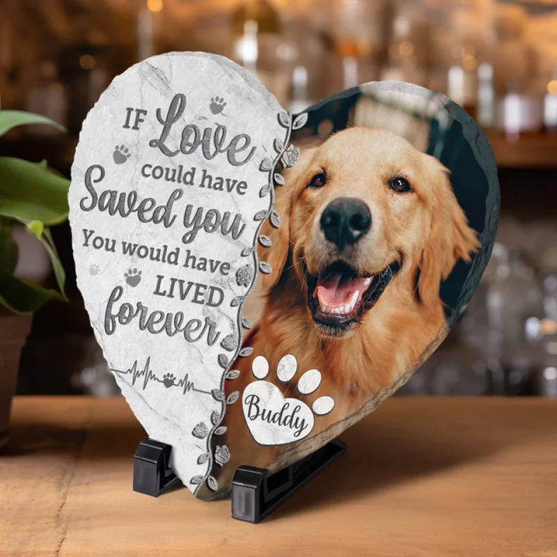 Custom Photo Once By My Side, Forever In My Heart - Memorial Personalized Custom Heart Shaped Stone With Stand - Christmas Gift, Sympathy Gift For Pet Owners, Pet Lovers
