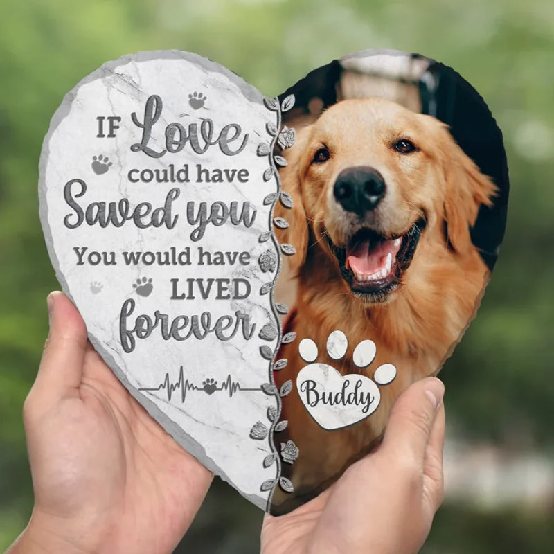 Custom Photo Once By My Side, Forever In My Heart - Memorial Personalized Custom Heart Shaped Stone With Stand - Christmas Gift, Sympathy Gift For Pet Owners, Pet Lovers