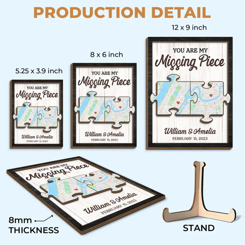 Location Map Love Knows No Distance - Couple Personalized Custom Map 2-Layered Wooden Plaque With Stand - Map Art, Christmas Gift For Husband Wife, Anniversary