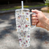 A Little Bit Parent, A Little Bit Best Friend - Family Personalized Custom 3D Inflated Effect Printed 40 Oz Stainless Steel Tumbler With Handle - Gift For Mom, Grandma