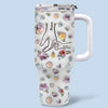 A Little Bit Parent, A Little Bit Best Friend - Family Personalized Custom 3D Inflated Effect Printed 40 Oz Stainless Steel Tumbler With Handle - Gift For Mom, Grandma