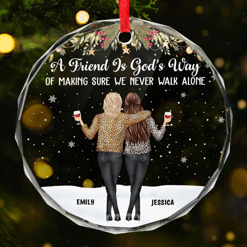 Friends Make The World Beautiful - Bestie Personalized Custom Circle Glass Ornament - Christmas Gift For Best Friends, BFF, Sisters