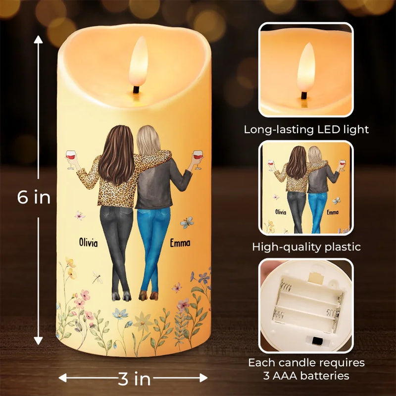 Friendship Goals Achieved - Bestie Personalized Custom LED Candle - Christmas Gift For Best Friends, BFF, Sisters
