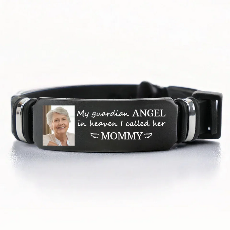 Custom Photo My Guardian Angel - Memorial Personalized Custom Bracelet - Sympathy Gift For Family Members