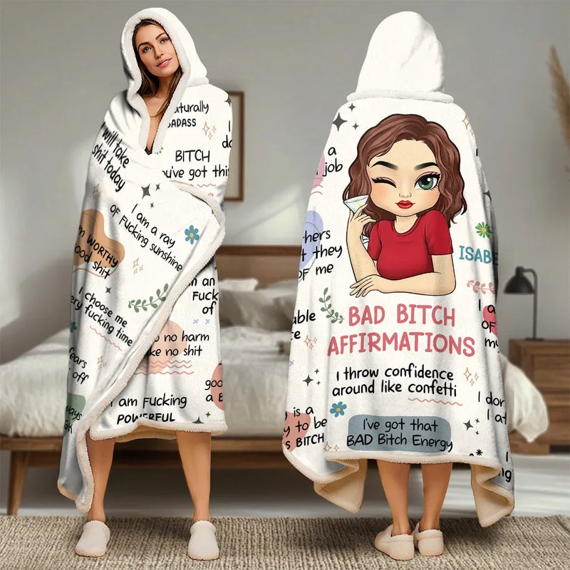 I Throw Confidence Around Like Confetti - Affirmation Personalized Custom Snuggle Blanket, Hoodie Blanket - Gift For Yourself