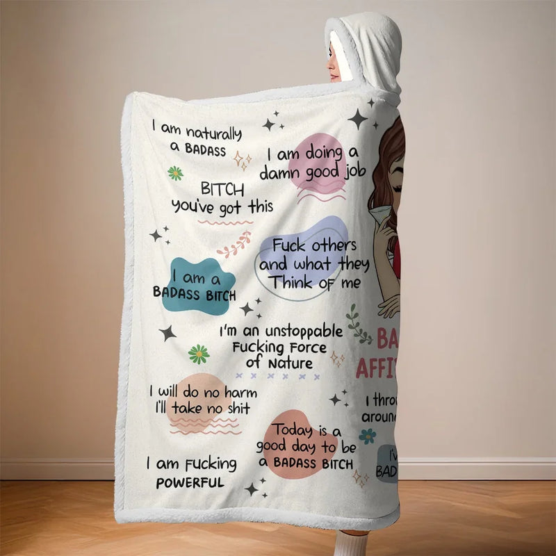 I Throw Confidence Around Like Confetti - Affirmation Personalized Custom Snuggle Blanket, Hoodie Blanket - Gift For Yourself