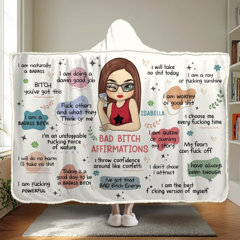 I Throw Confidence Around Like Confetti - Affirmation Personalized Custom Snuggle Blanket, Hoodie Blanket - Gift For Yourself