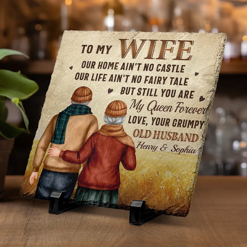 Together Is A Wonderful Place To Be - Couple Personalized Custom Square Shaped Stone With Stand - Gift For Husband Wife, Anniversary