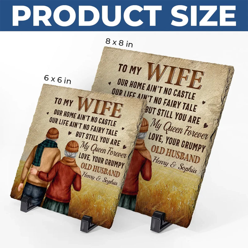 Together Is A Wonderful Place To Be - Couple Personalized Custom Square Shaped Stone With Stand - Gift For Husband Wife, Anniversary
