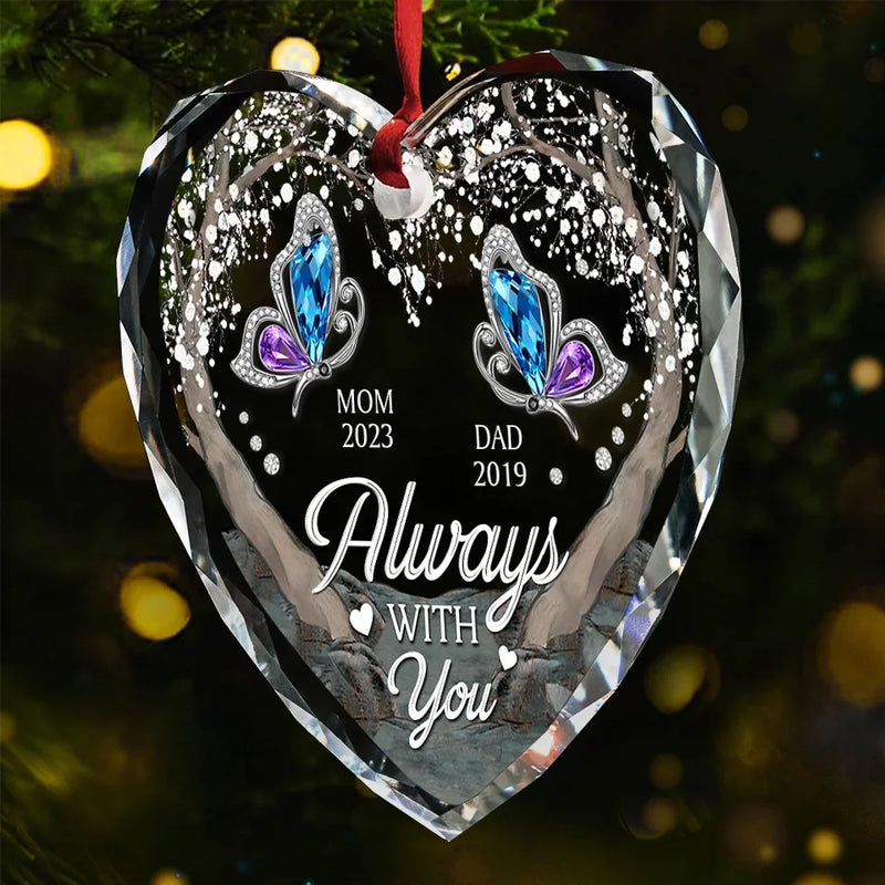 A Life Well-Lived Is A Life Remembered - Memorial Personalized Custom Heart Glass Ornament - Sympathy Gift For Family Members