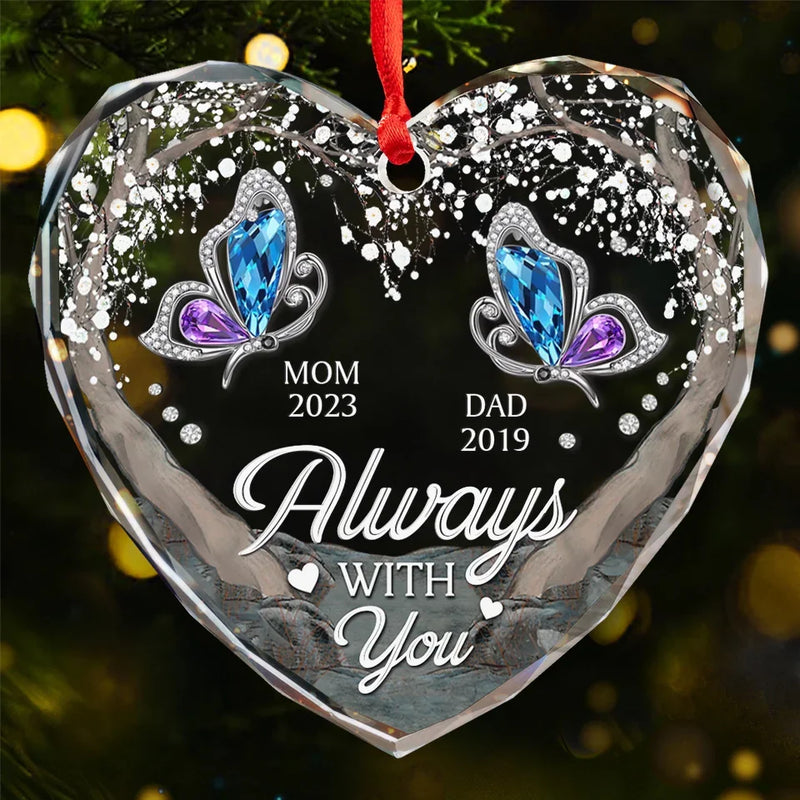 A Life Well-Lived Is A Life Remembered - Memorial Personalized Custom Heart Glass Ornament - Sympathy Gift For Family Members
