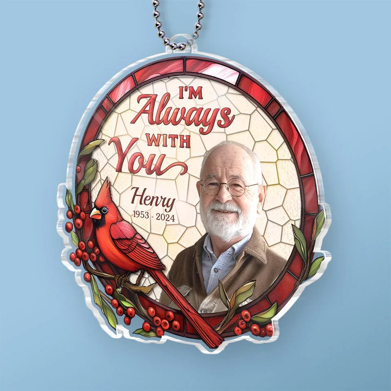 Custom Photo Loving You Forever - Memorial Personalized Custom Car Ornament - Acrylic Custom Shaped - Sympathy Gift For Family Members