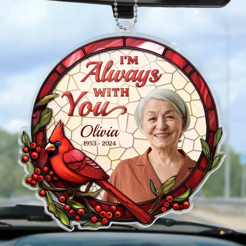 Custom Photo Loving You Forever - Memorial Personalized Custom Car Ornament - Acrylic Custom Shaped - Sympathy Gift For Family Members
