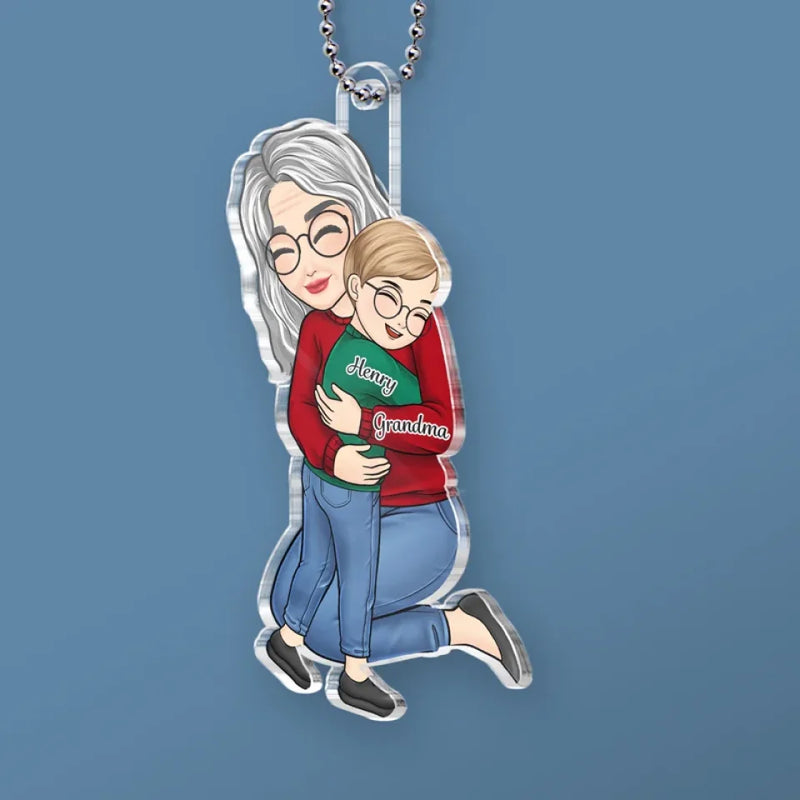 A Little Bit Parent, A Little Bit Best Friend - Family Personalized Custom Car Ornament - Acrylic Custom Shaped - Gift For Grandma