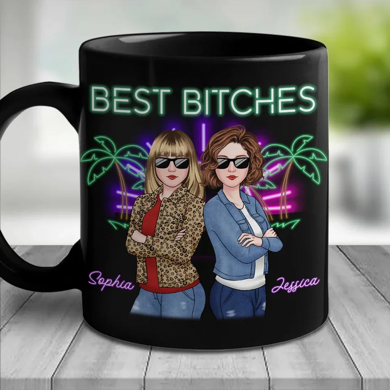 Mess With You, Deal With Me - Bestie Personalized Custom Black Mug - Gift For Best Friends, BFF, Sisters