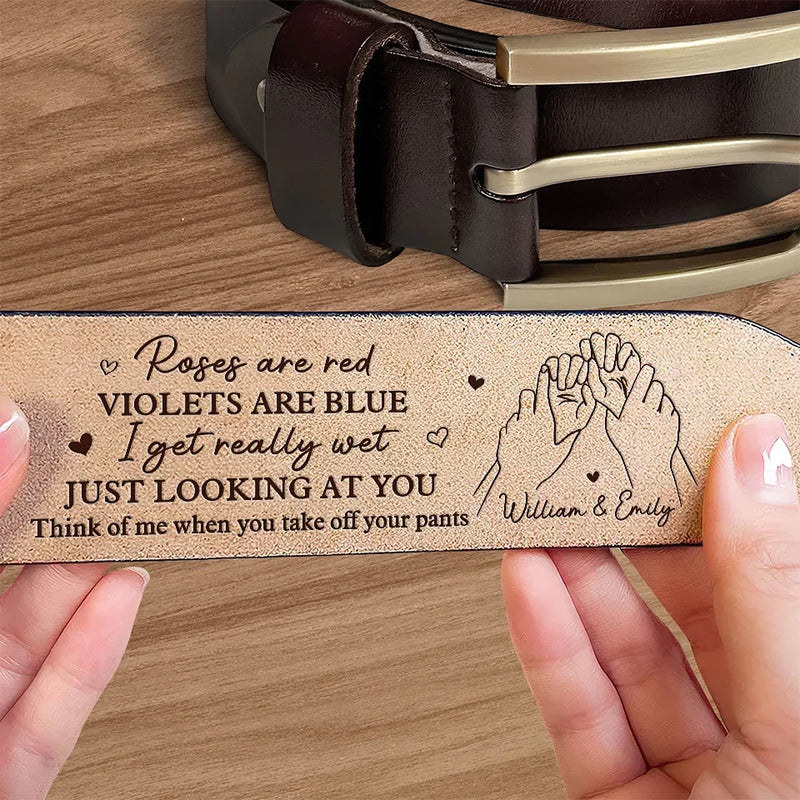 I Think Of You In The Quietest Moments - Couple Personalized Custom Engraved Leather Belt - Gift For Husband Wife, Anniversary