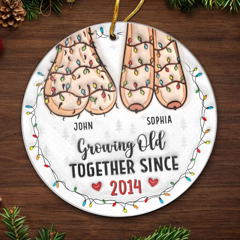 I Want To Grow Old With You - Couple Personalized Custom 3D Inflated Effect Printed Ornament - Acrylic Custom Shaped - Gift For Husband Wife, Anniversary