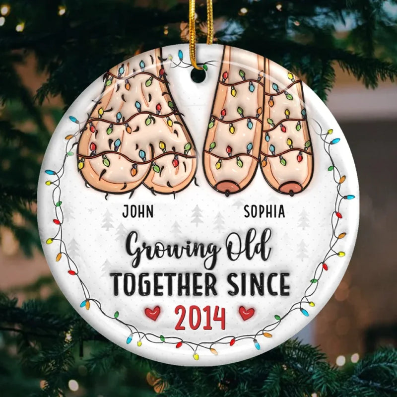 Annoying Each Other And Still Going Strong - Couple Personalized Custom 3D Inflated Effect Printed Ornament - Acrylic, Ceramic Round Shaped - Christmas Gift For Husband Wife, Anniversary