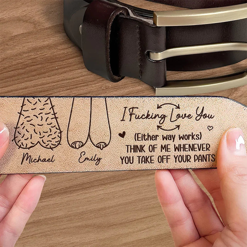 Growing Old Together - Couple Personalized Custom Engraved Leather Belt - Gift For Husband Wife, Anniversary