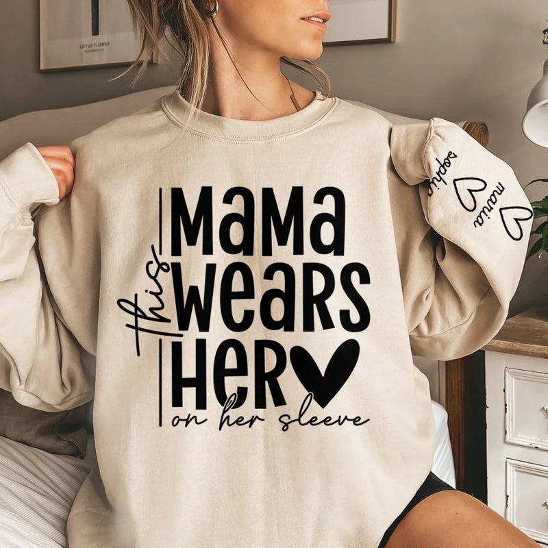 Every Beat Of Her Heart Shows - Family Personalized Custom Unisex Sweatshirt, Hoodie With Design On Sleeve - Gift For Mom, Grandma