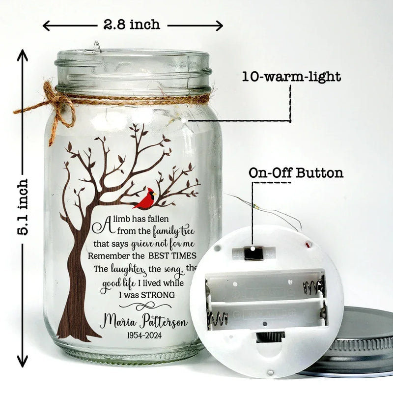 A Life Beautifully Lived, A Heart Deeply Loved - Memorial Personalized Custom Mason Jar Light - Sympathy Gift For Family Members