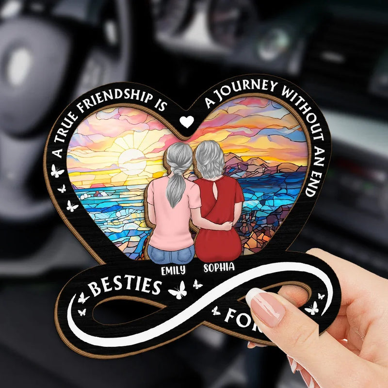 Friendship Is The Strongest Foundation - Bestie Personalized Custom Car Visor Clip - Gift For Best Friends, BFF, Sisters