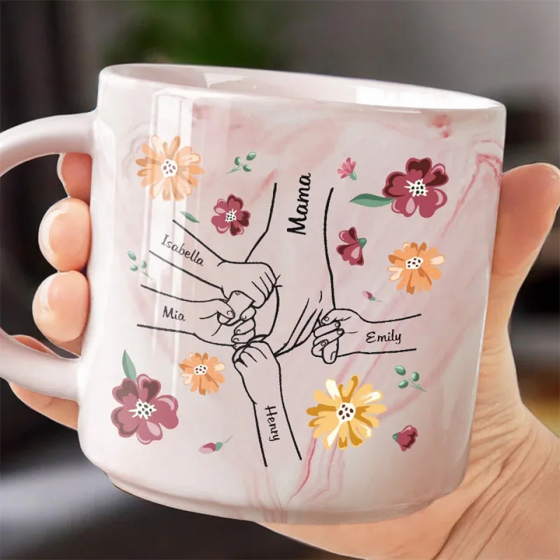 A Little Bit Parent, A Little Bit Best Friend - Family Personalized Custom Marble Mug - Gift For Mom, Grandma