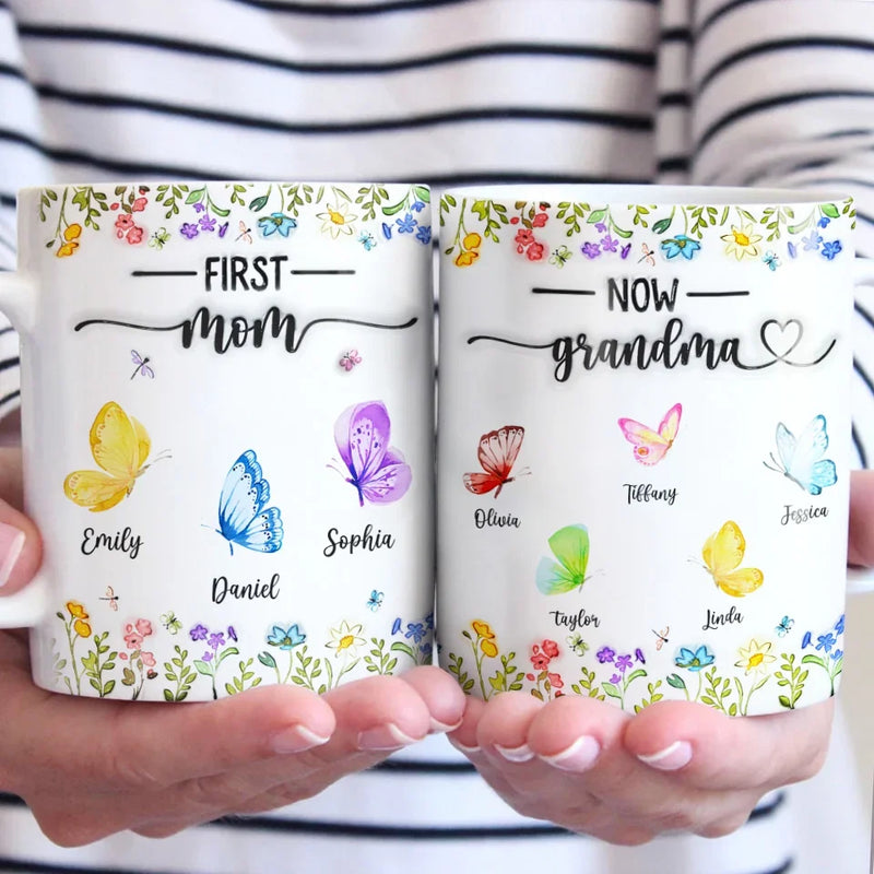 Like Butterflies, Their Love Transcends Generations - Family Personalized Custom 3D Inflated Effect Printed Mug - Gift For Mom, Grandma