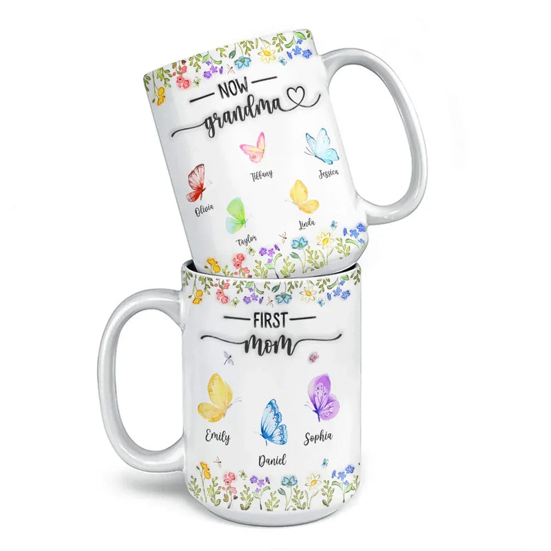 Like Butterflies, Their Love Transcends Generations - Family Personalized Custom 3D Inflated Effect Printed Mug - Gift For Mom, Grandma