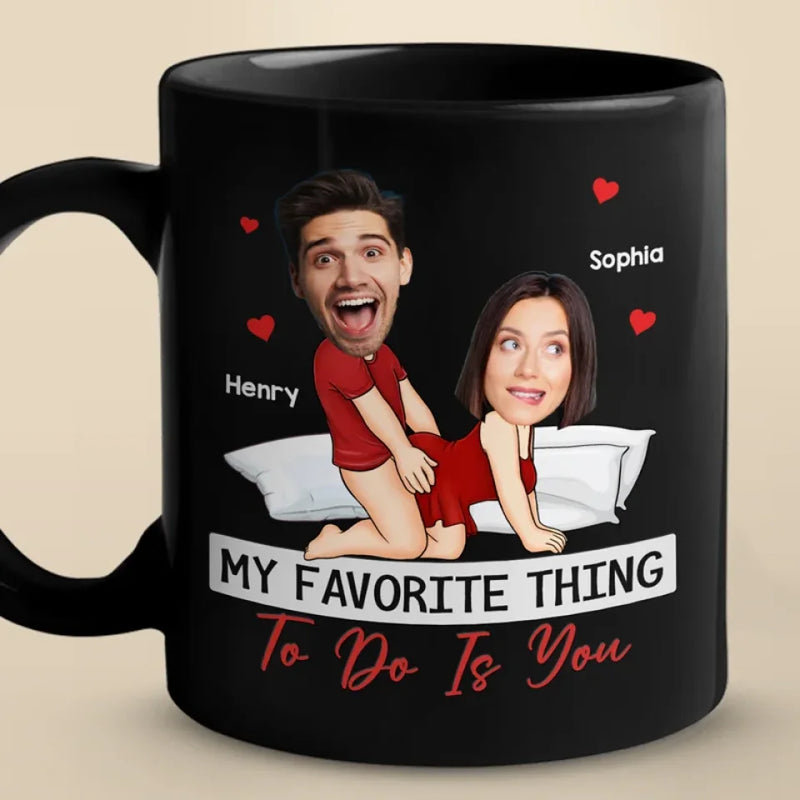 Custom Photo Being Bad Together Has Never Felt So Good - Couple Personalized Custom Black Mug - Gift For Husband Wife, Anniversary
