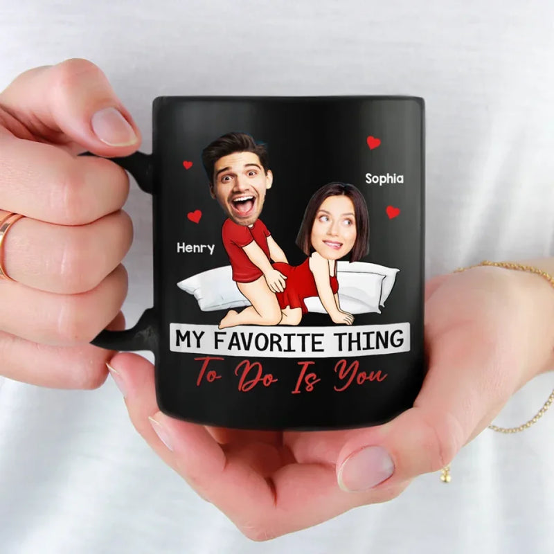 Custom Photo Being Bad Together Has Never Felt So Good - Couple Personalized Custom Black Mug - Gift For Husband Wife, Anniversary
