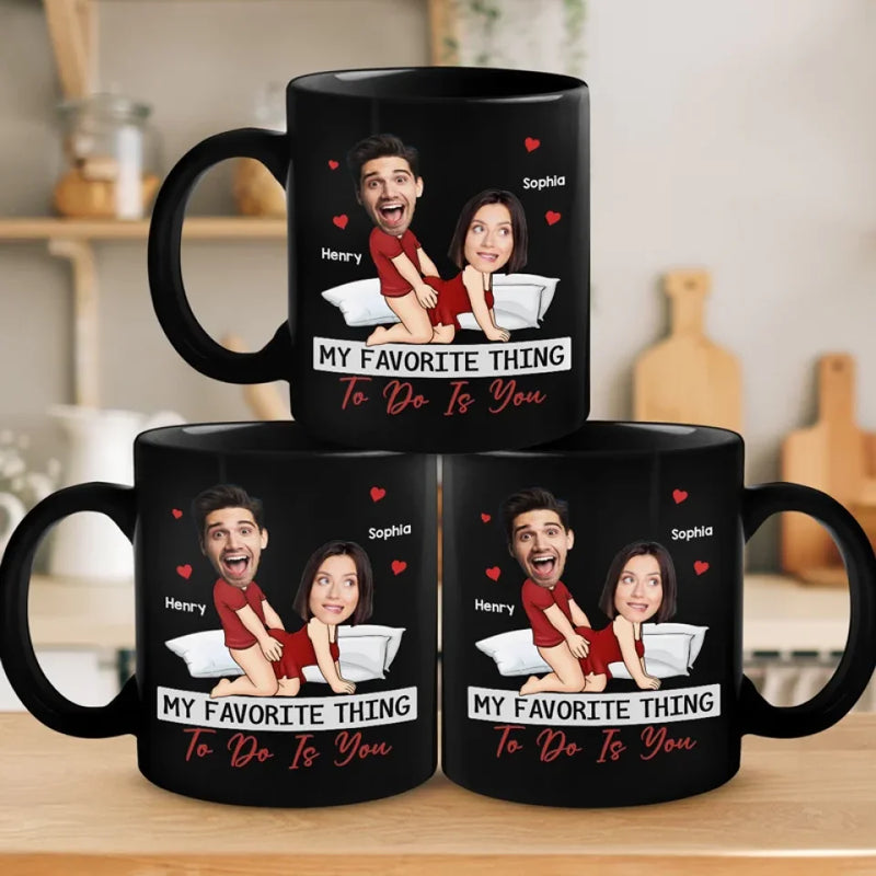 Custom Photo Being Bad Together Has Never Felt So Good - Couple Personalized Custom Black Mug - Gift For Husband Wife, Anniversary