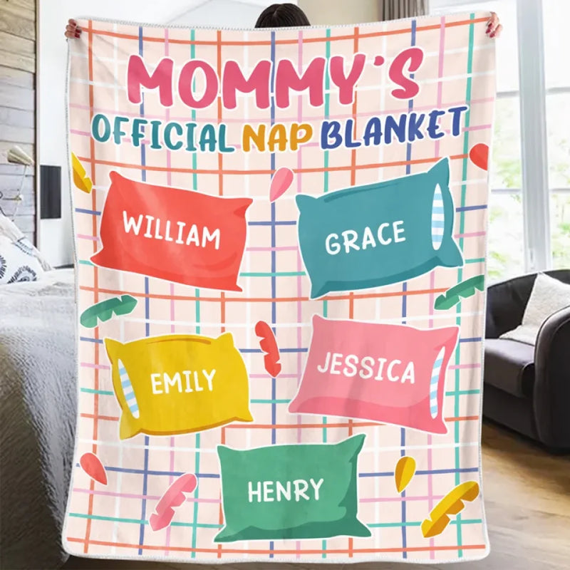 Mommy's Official Nap Blanket - Family Personalized Custom Blanket - Gift For Mom, Grandma
