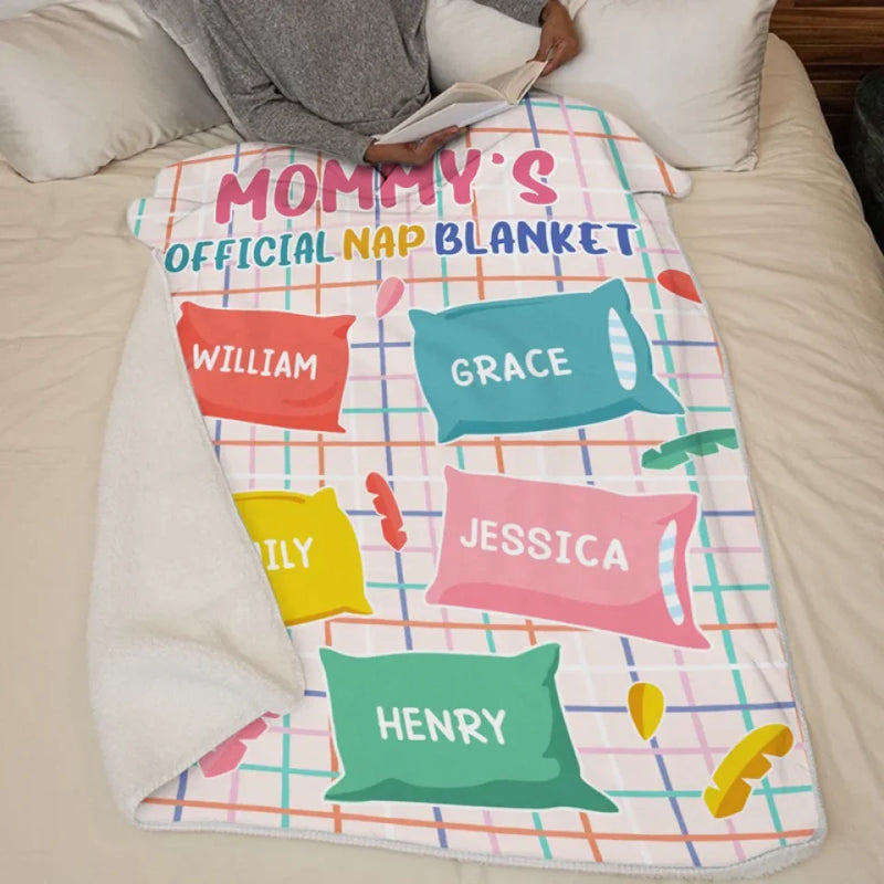Mommy's Official Nap Blanket - Family Personalized Custom Blanket - Gift For Mom, Grandma