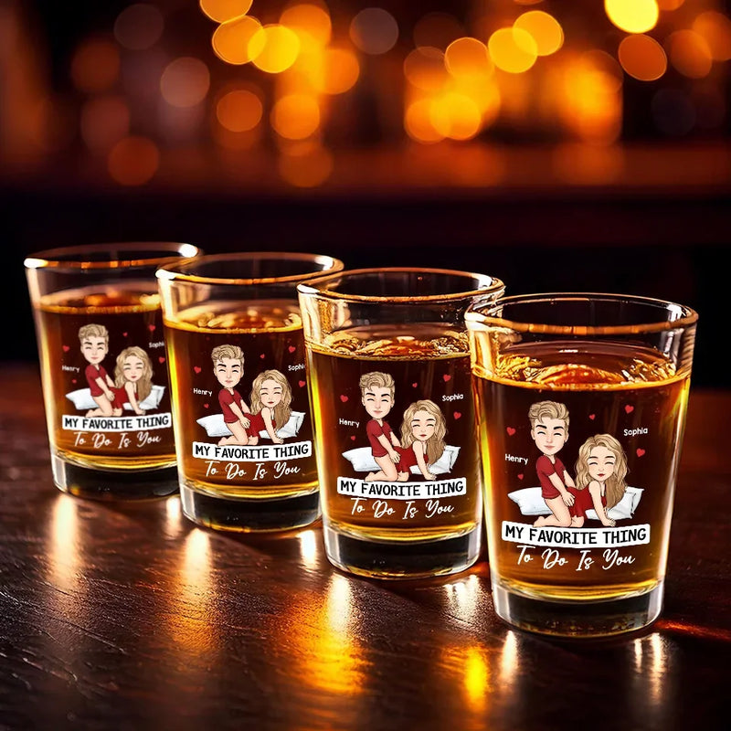 Wish You're In Me, I Mean Here With Me - Couple Personalized Custom Shot Glass - Gift For Husband Wife, Anniversary