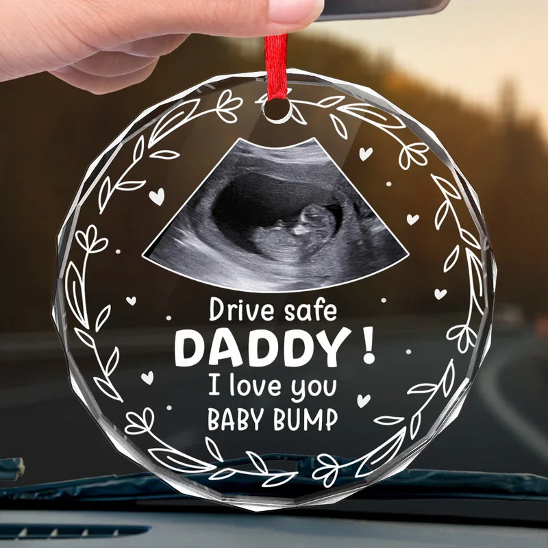 Custom Photo Keep Calm And Drive On - Family Personalized Custom Round Glass Ornament Car Hanger - Gift For Family Members