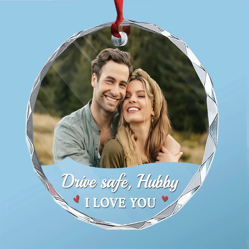 Custom Photo Every Mile, My Love Is With You - Couple Personalized Custom Round Glass Ornament Car Hanger - Gift For Husband Wife, Anniversary