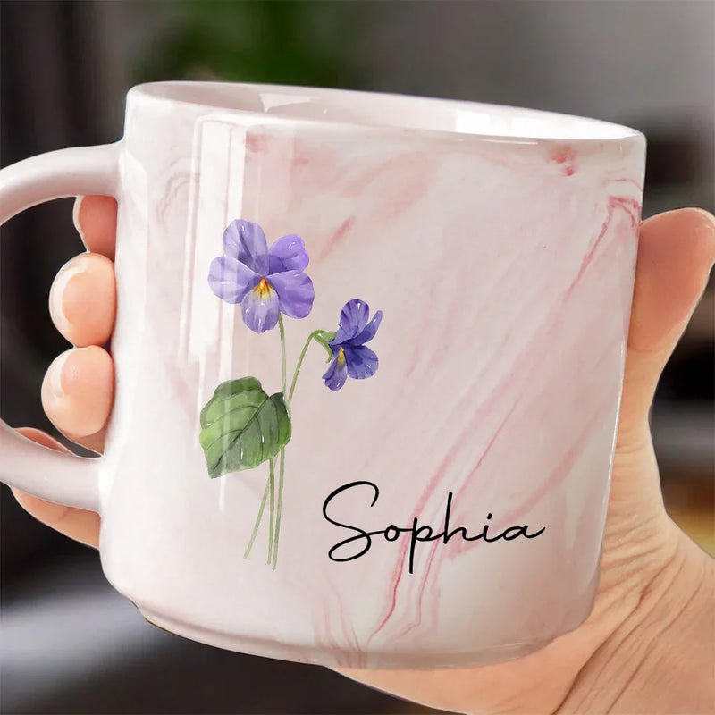 Our Friendship Is The Sweetest Flower Of All - Bestie Personalized Custom Marble Mug - Gift For Best Friends, BFF, Sisters
