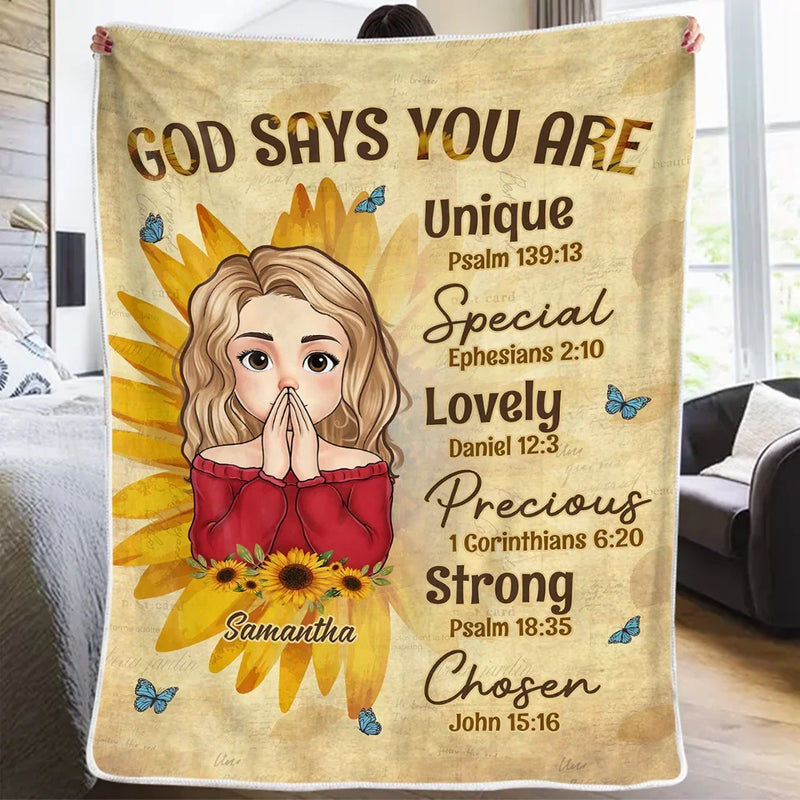 God Says You Are Precious Self-Love Affirmations - Friend Personalized Custom Blanket - Gift For Best Friends, Family Members, Coworkers, Yourself