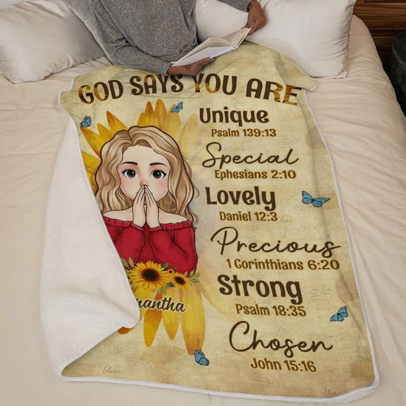 God Says You Are Precious Self-Love Affirmations - Friend Personalized Custom Blanket - Gift For Best Friends, Family Members, Coworkers, Yourself