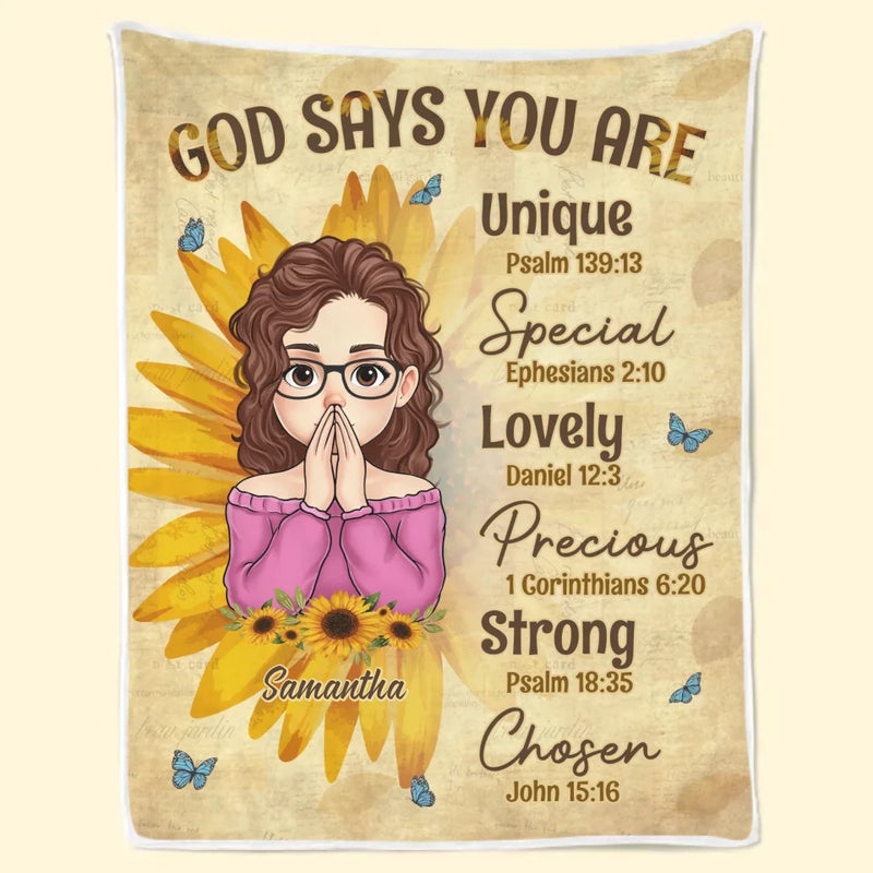 God Says You Are Precious Self-Love Affirmations - Friend Personalized Custom Blanket - Gift For Best Friends, Family Members, Coworkers, Yourself