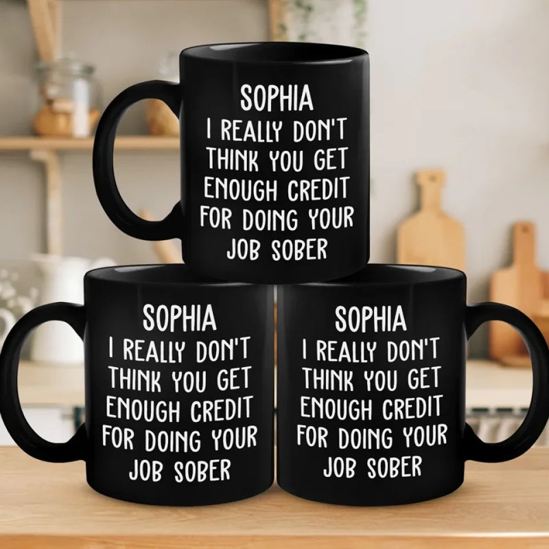 All Smiles With My Work Buddies - Coworker Personalized Custom Black Mug - Gift For Coworkers, Work Friends, Colleagues
